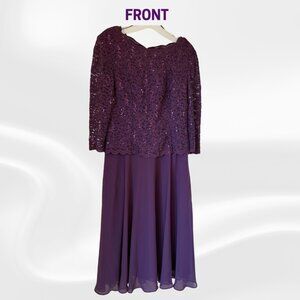 Alex Evenings Tea Length Embroidered Bodice MOB Gown, Size 10 NWT